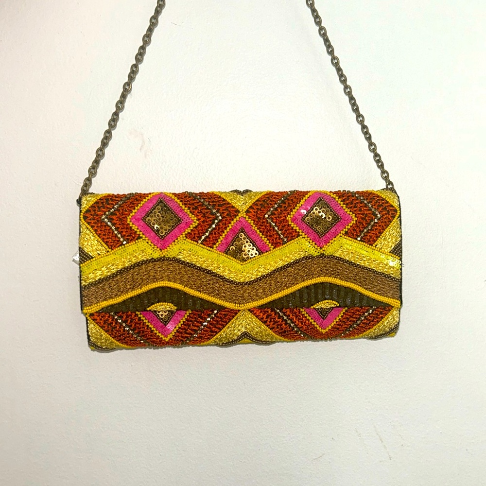 Designer Hand Embroidered Clutch 
Made in India - New, Never Used